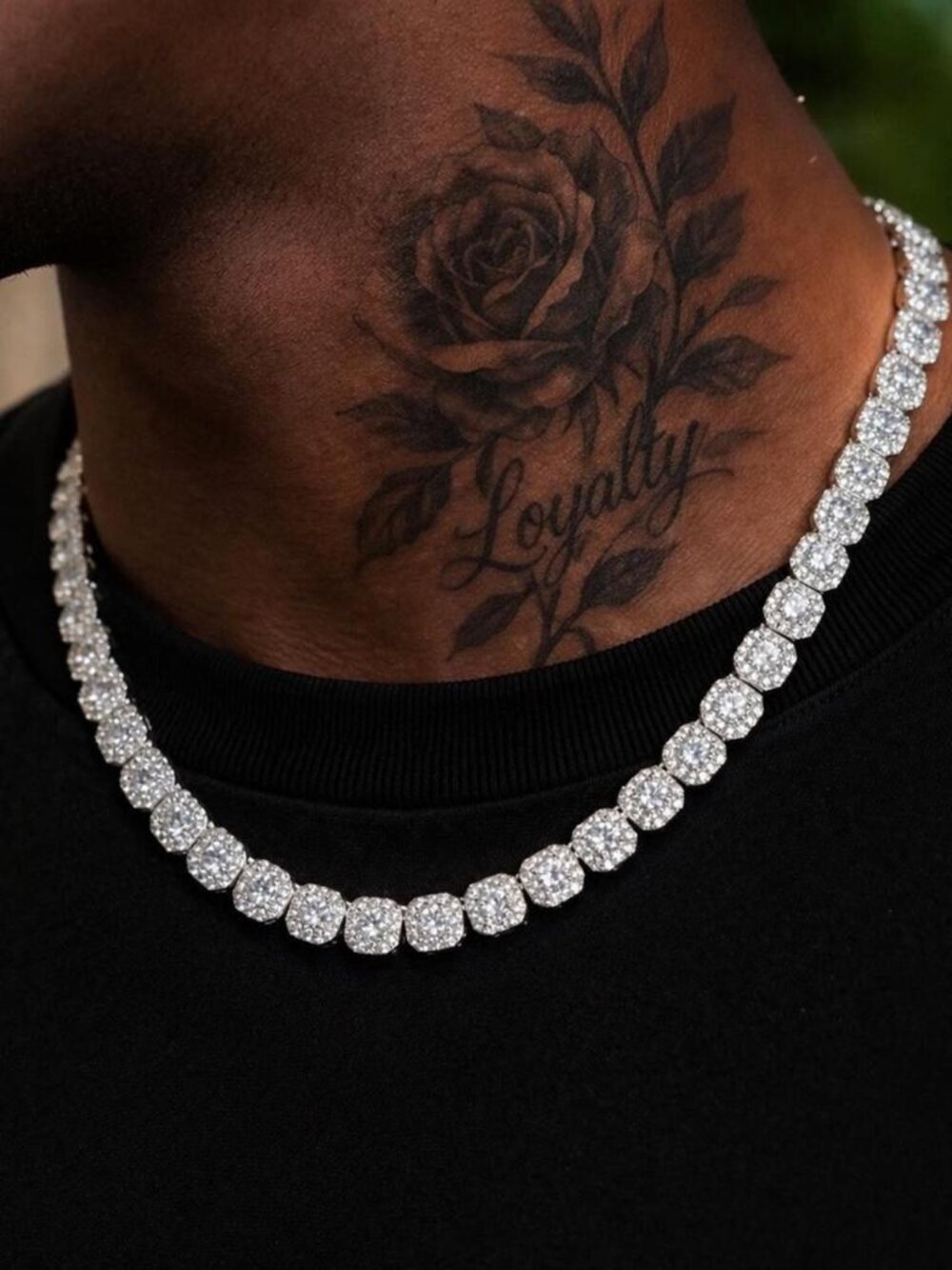 Clustered Tennis Chain For Men 20inch